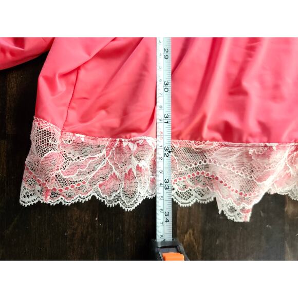 SOMA L/XL Cool Nights Kimono Sleeve Tie Front Robe Pink Lace Short Sleeve - Picture 6 of 7